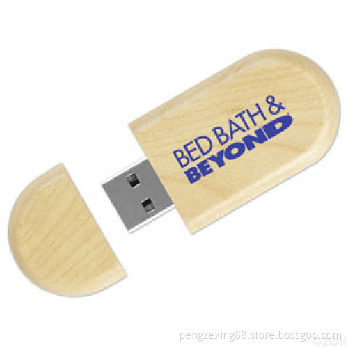 Elliptical Shape Wooden USB Flash Drive (PZW206)